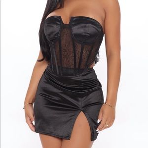 Fashion Nova black satin corset top